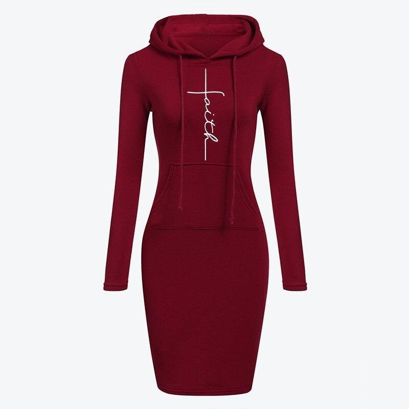 Autumn Winter Women Hoodies Sweatshirts Long-sleeved Dress - Image 4