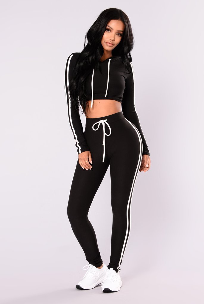 Women Ladies Tracksuit Crop Top Hoodies Sweatshirt Pants Sets Slim Wear Casual Suit - Image 7