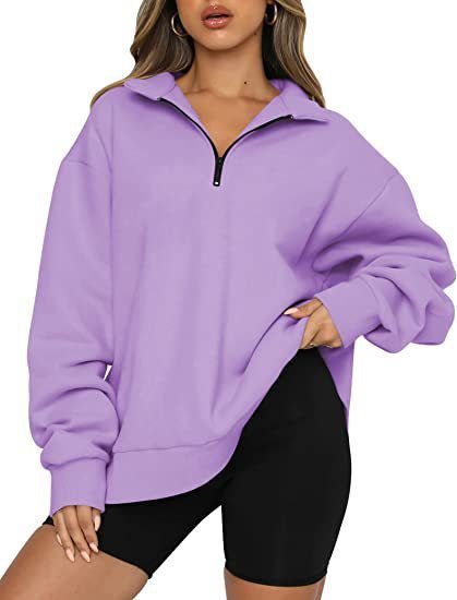 Women Sweatshirts Zip Turndown Collar Loose Casual Tops Clothes - Image 9